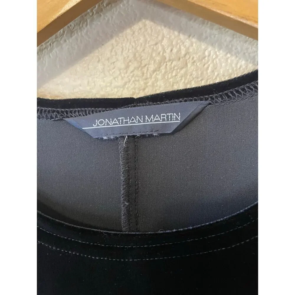 Jonathan Martin Black Velvet Long Sleeve Romantic Mini Shirt Dress Size Medium - Picture 4 of 9